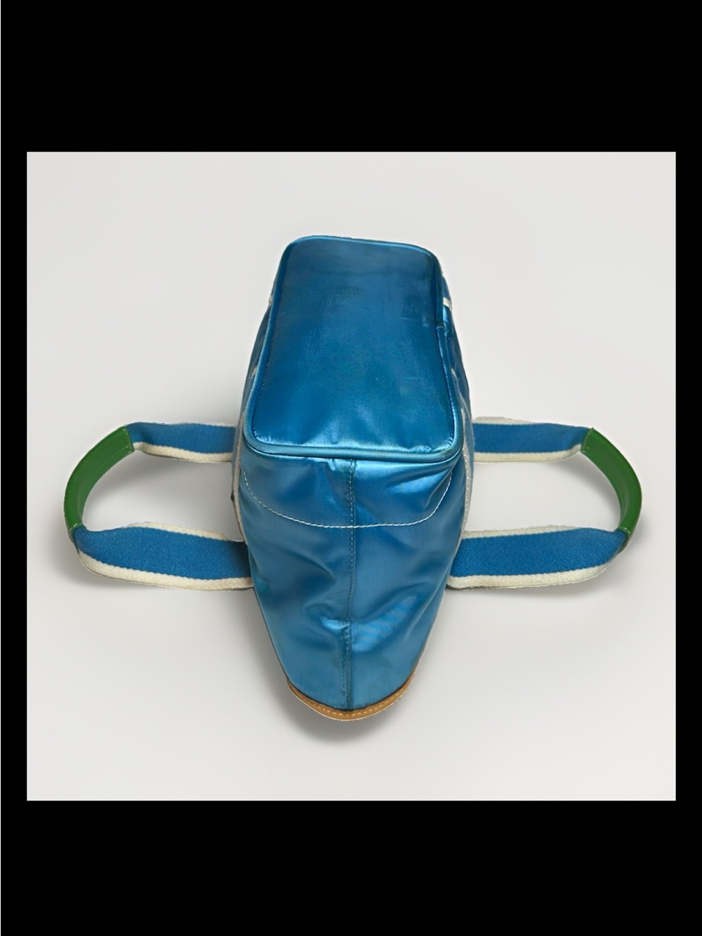 Coach Mini Satin-Nylon Tote Bag-Ocean Blue/Grass Green Leather-2004 Style: #1893 - Picture 8 of 14